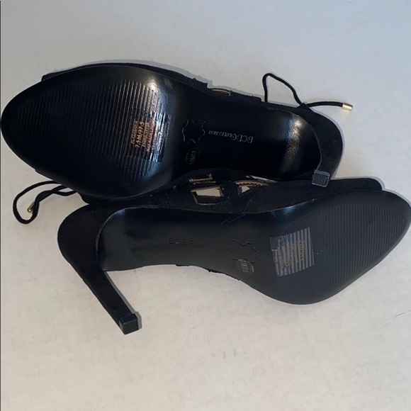 𝅺bcbg Shoes Black Clodin-X Heels 7 1/2 M Strappy Peep Toe New Without Box - Picture 7 of 11